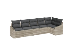 Conjunto 6 Conjunto De Sofás Para Exterior Vidaxl Cinzento-claro Vime Pe (288,5 X 123,5 X 85 Cm)