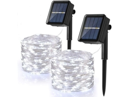 2026 luces de Fadas Solares Exteriores 2 Pack 12m 100 Led Impermeáveis 8 Modos Ip44