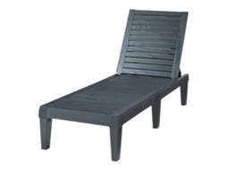 Espreguiçadeira para jardim Ateleta de plástico 172x58x74 cm - Preto, efeito madeira casa.pro