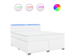 Cama com Molas Couro Artificial Branco MAISON EXCLUSIVE 180x200 cm