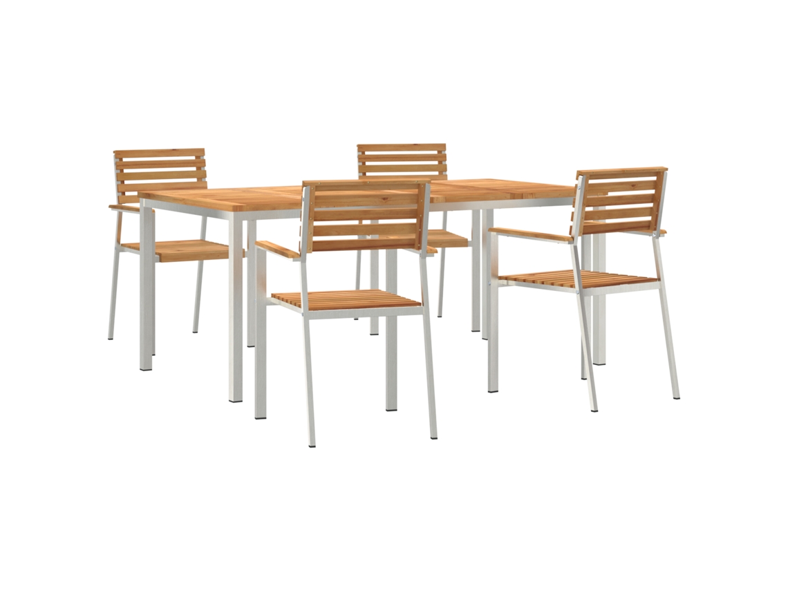 Conjunto 5 Conjunto De Jantar Para Jardim Vidaxl Castanho Madeira De Teca Maciça (180 X 90 X 75 Cm)