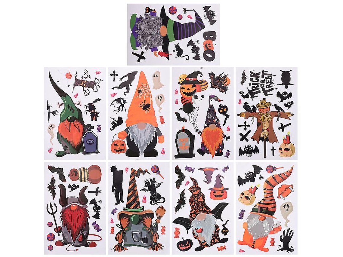 9 Folhas de Decalques de Halloween para Decoração de Halloween ALLINLESS