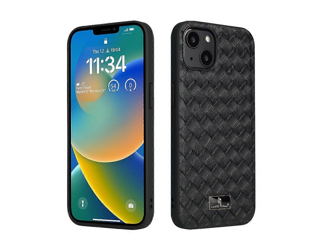Capa Traseira Com Textura De Couro Para Iphone 14