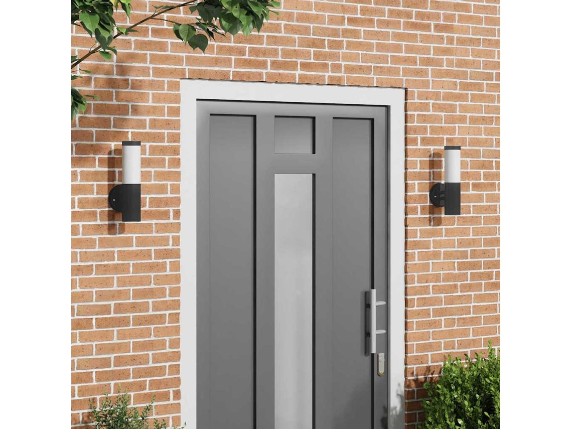 Vidaxl Luz De Parede Para Exterior 2 Unid. Preto 15 X 7,5 X 33 Cm