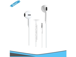 Fones Intra Auriculares Com Fio Beisk 3,5mm Todo Branco Clássico Controle De Volume Remoto, Chamada Com Micrófone, Cabo Tpe 1,2m