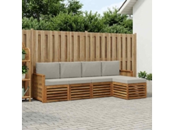 Vidaxl Conjunto De Sofás Para Exterior 5 Pcs Natural E Cinzento-claro