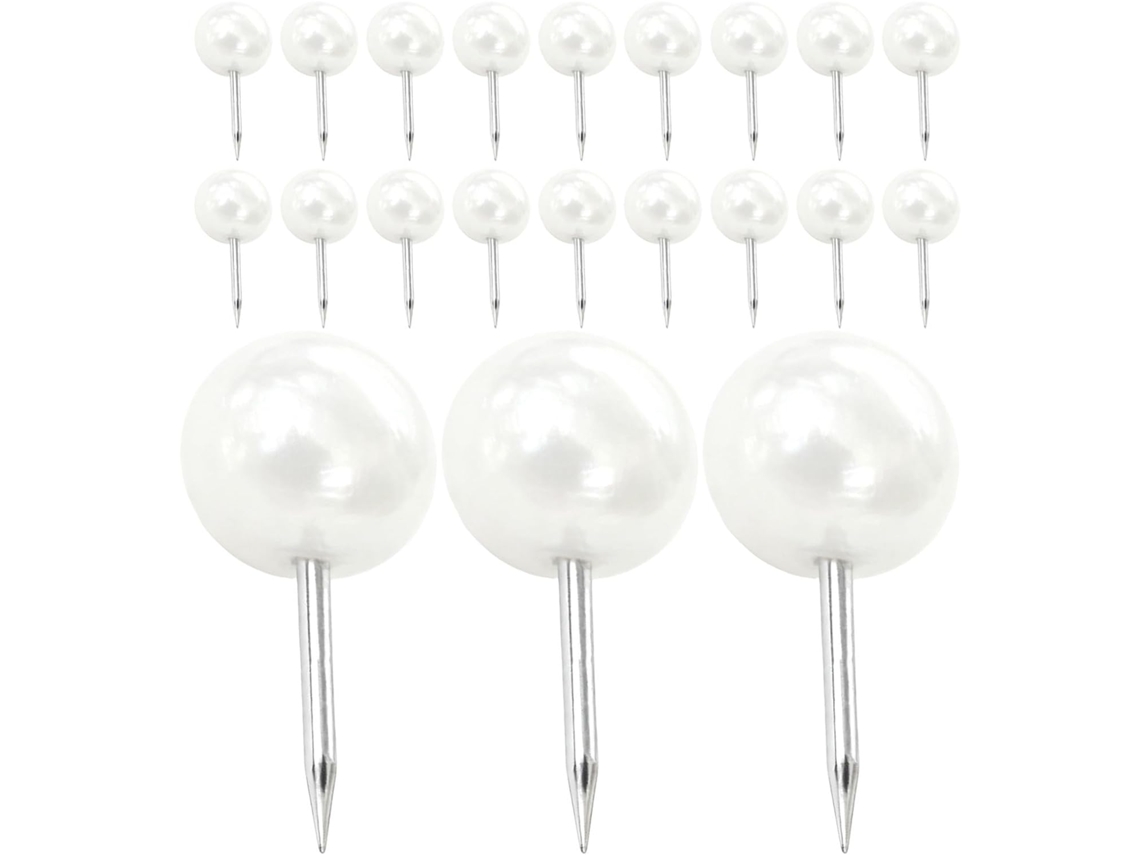 Baluue Press Alfinetes, 300 unidades, branco, com cabeça redonda, para recortes de quadros e mapas, em plástico e