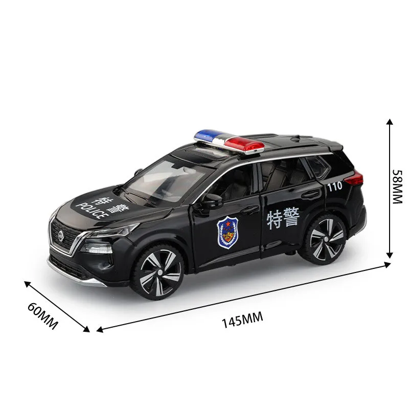 (x-trail Preto) 1:32 - Miniatura De Carro - Funções De Som E Luz, Portas Que Abrem