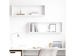 Vidaxl Estantes Parede Cúbicas 2pcs Deriv. Madeira 80x15x26,5cm Branco