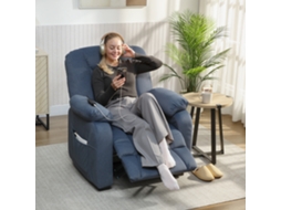 Poltrona Elétrica Reclinável Azul 96x90x105 Cm, Silenciosa, com Memória, Apoio para os Pés, Controle Remoto e Porta Usb