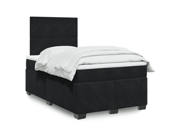 Cama Boxspring Com Colchão 120x200 Cm Veludo Preto