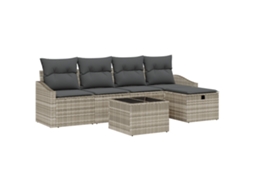 Conjunto 6 Conjunto De Sofá De Jardim Vidaxl Cinzento-claro Vime Pe