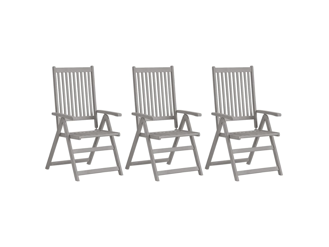 Maison Exclusive - Cadeiras Jardim Reclináveis C/ Almofadões 3 Pcs Acácia Maciça