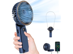 Ventilador Portátil De Mão Lalamoli, 4000mah, 6 Velocidades De Vento, Ventilador Pessoal Dobrável Recarregável Por Usb Azul