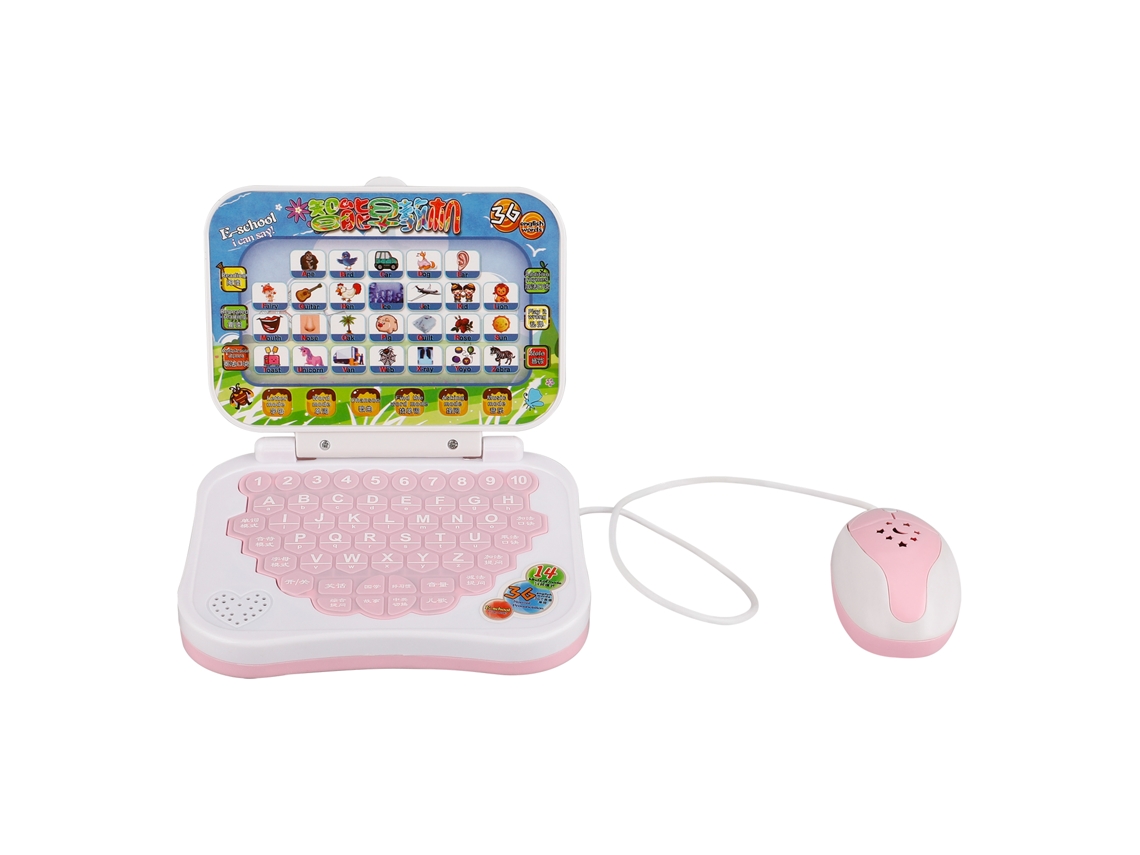 Pequeno laptop portátil para crianças, resistente a quedas e impactos, bilíngue (chinês e inglês) para aprendizado.