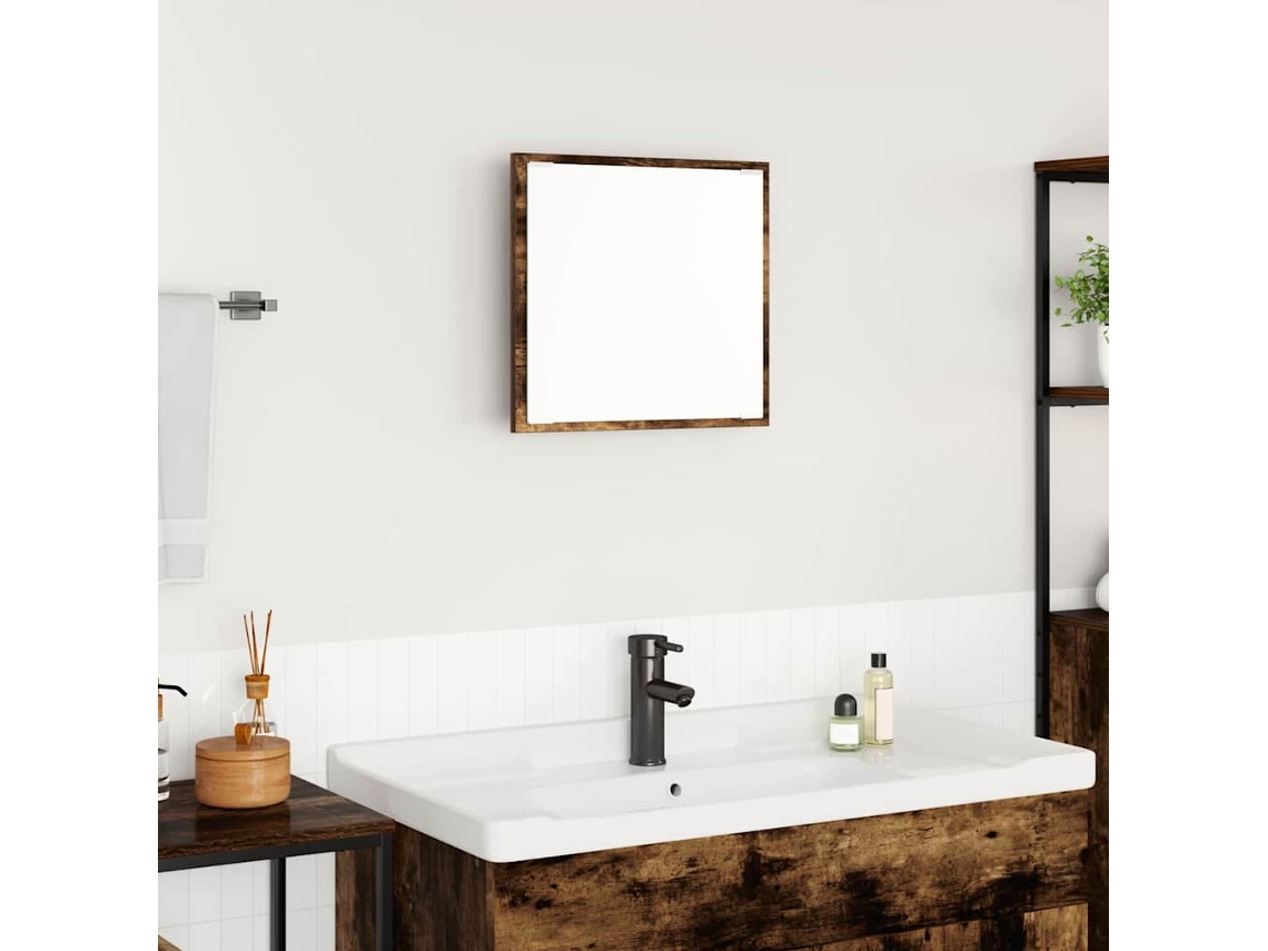Vidaxl Espelho De Banheiro Led Carvalho Defumado 40 X 37 X 8.5 Cm