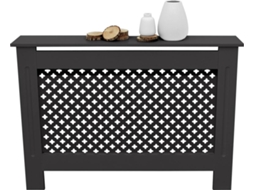 Cobertura do radiador ECD 112x19x82m MDF lacado preto vintage design alveolar