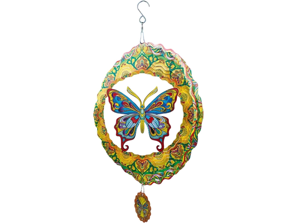 Sino de Vento Borboleta Decoração Rústica em Metal para Exterior, Esculturas de Vento Suspensas para Jardim, Pátio, CHABERLU