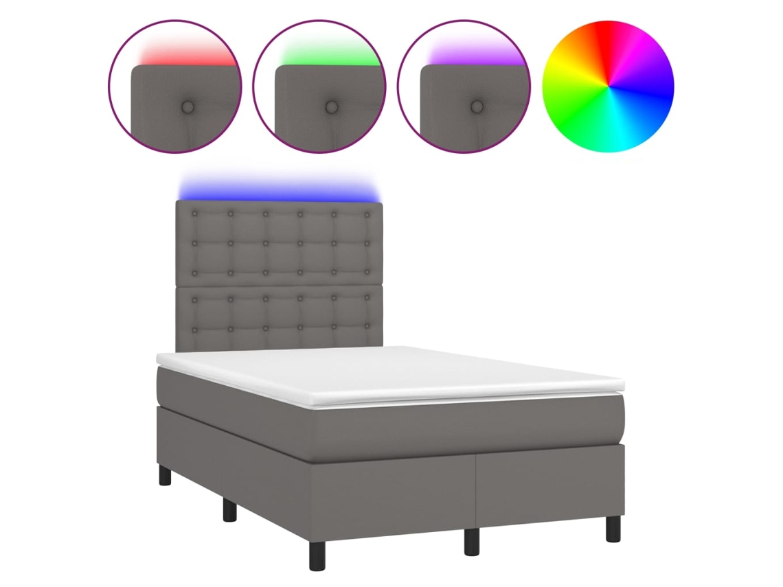 Box Spring Bed, Box Spring Beds Vidaxl Cinzeto Couro Artificial (120 X 200 Cm)