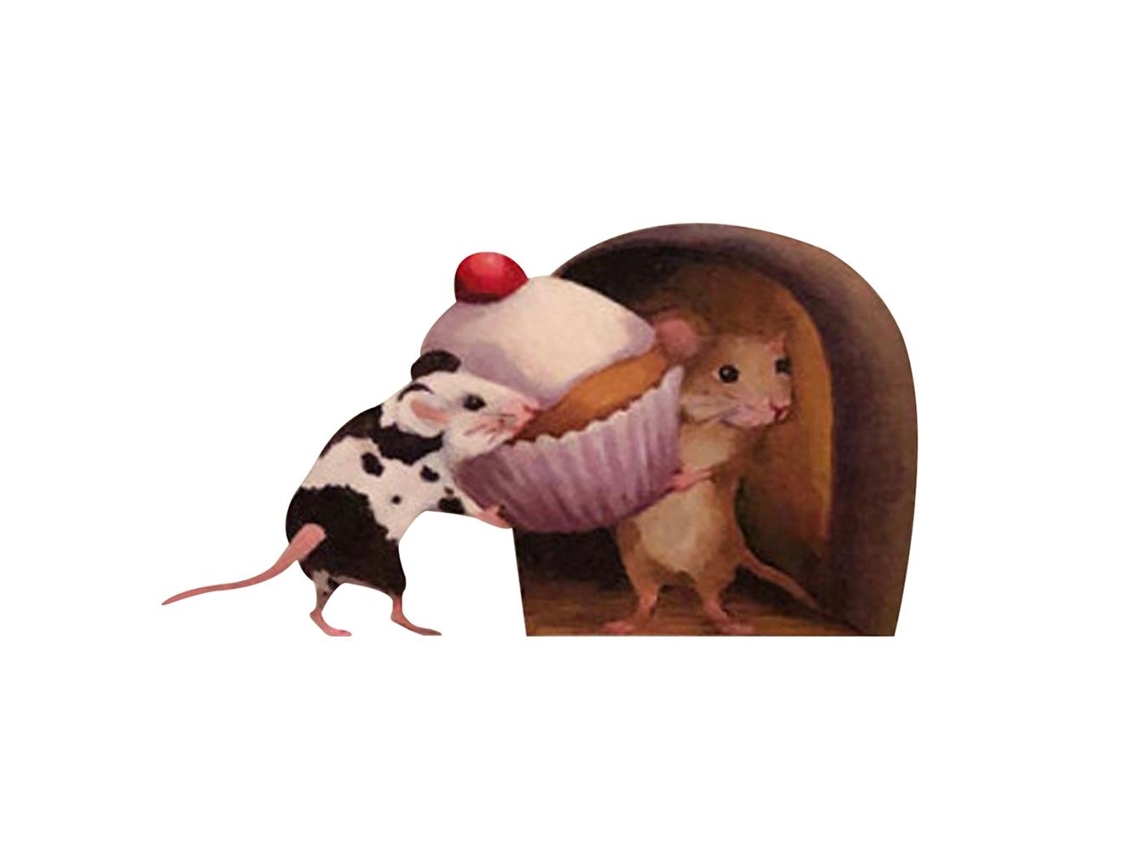 Adesivo de Parede Buraco de Rato Fofo para Casa e Cozinha 12x16.8cm | S/MARCA