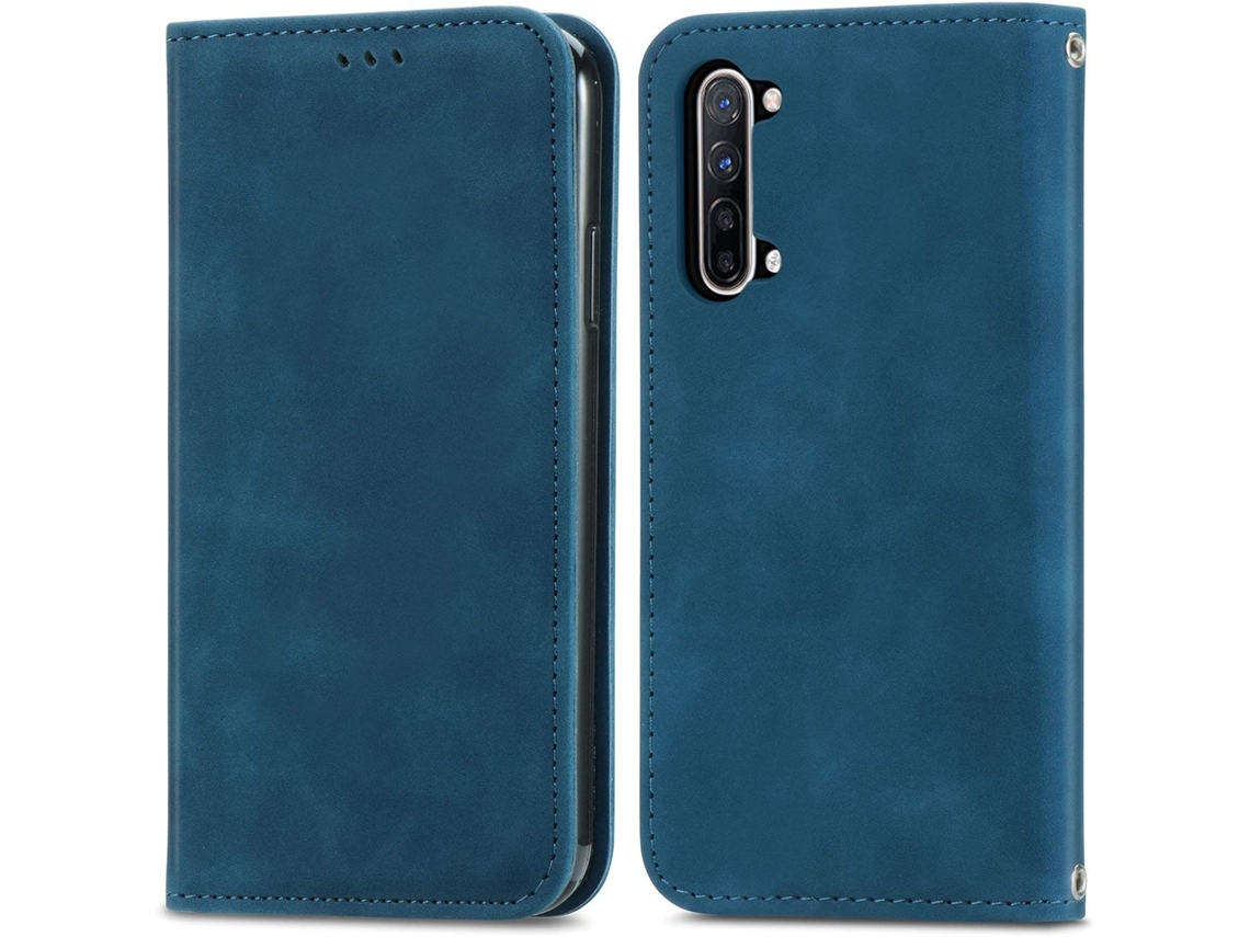 Capa Fólio Empresarial Trava Aba para Oppo Reno3 5G HONGWE. Pele Magnética Azul
