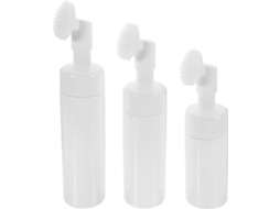 Conjunto de 3 potes com bomba de espuma e pincel de silicone, branco, 100ml