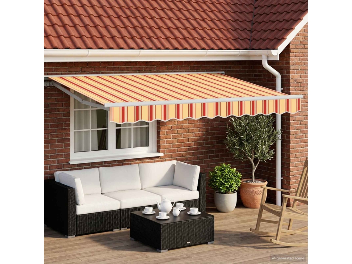 Vidaxl Estrutura De Toldo Manual Com Leds Amarelo E Laranja 2,5 X 2 M