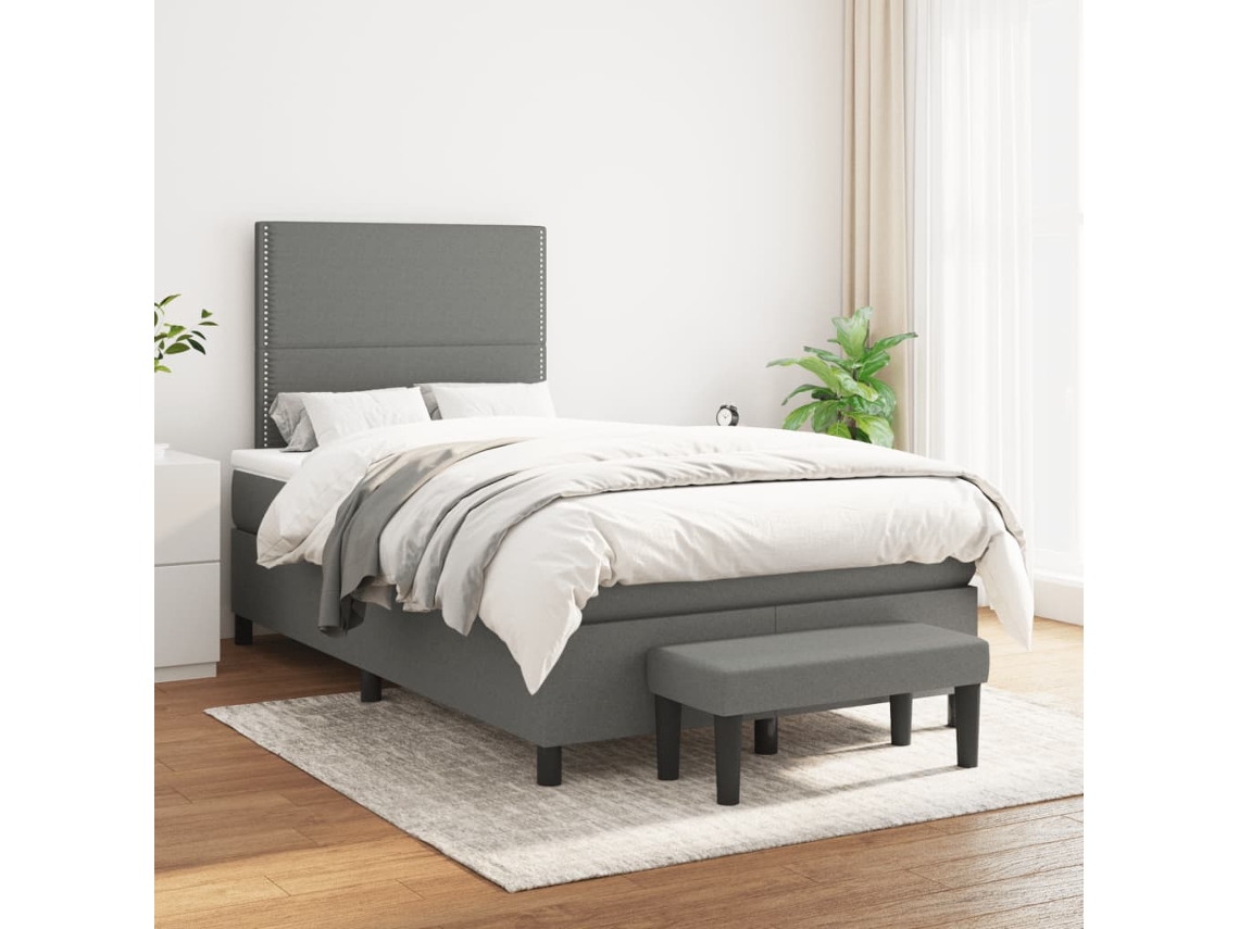 Vidaxl Cama com Molas/colchão 120x200 Cm Tecido Cinzento escuro