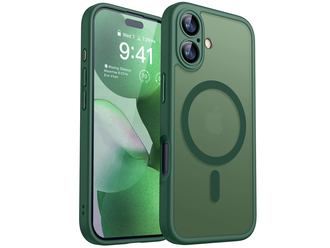 Capa Magnética Para Iphone 17 (6,3 Polegadas), Capa Protetora À Prova De Choque, Verde Escuro.