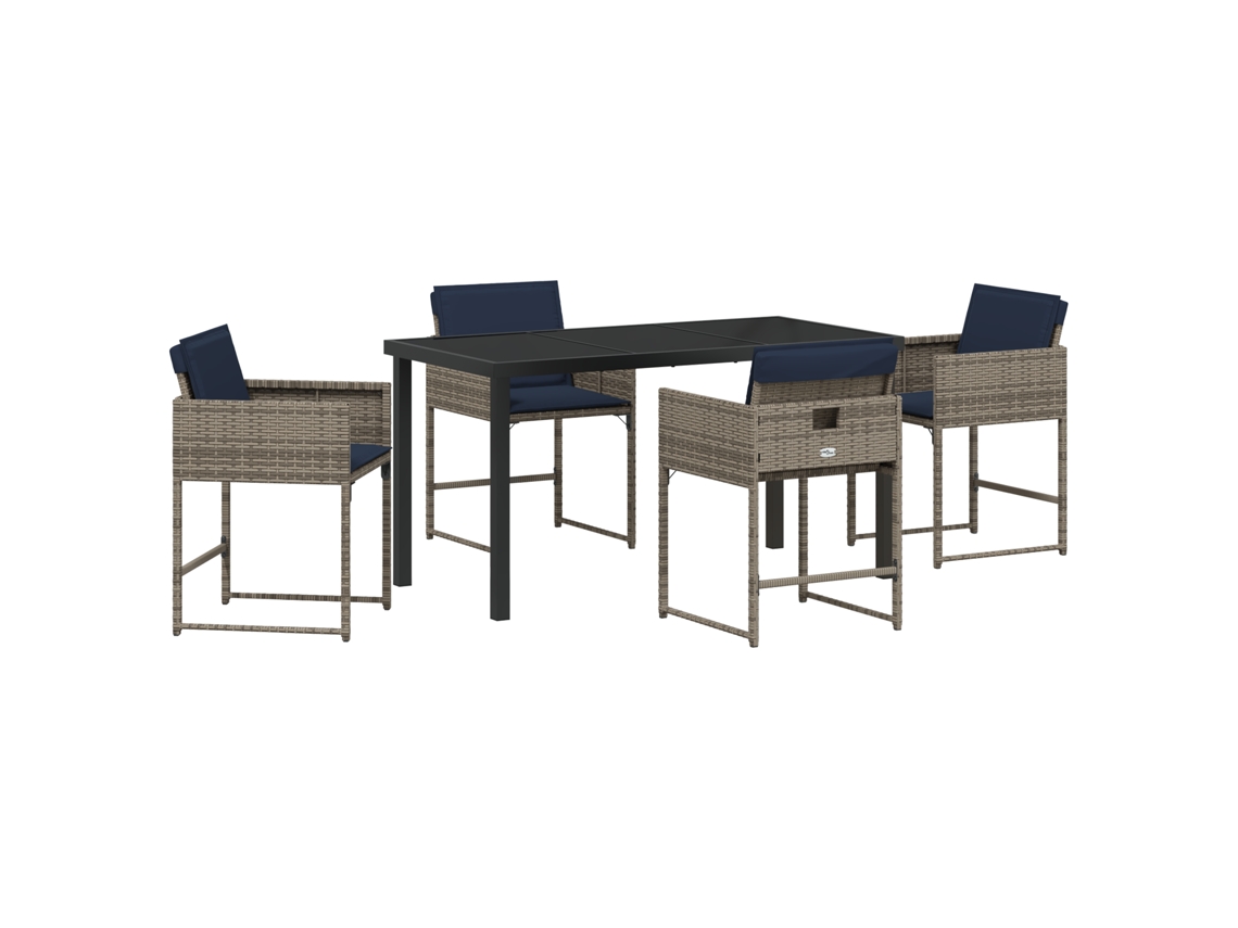 Conjunto 5 De Jantar Com Travesseiros Vidaxl Cinza Vime Poliéster