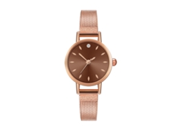 Relógio de Quartzo Casual Estilo Simples Pulseira de Malha Feminino E14 w Marrom