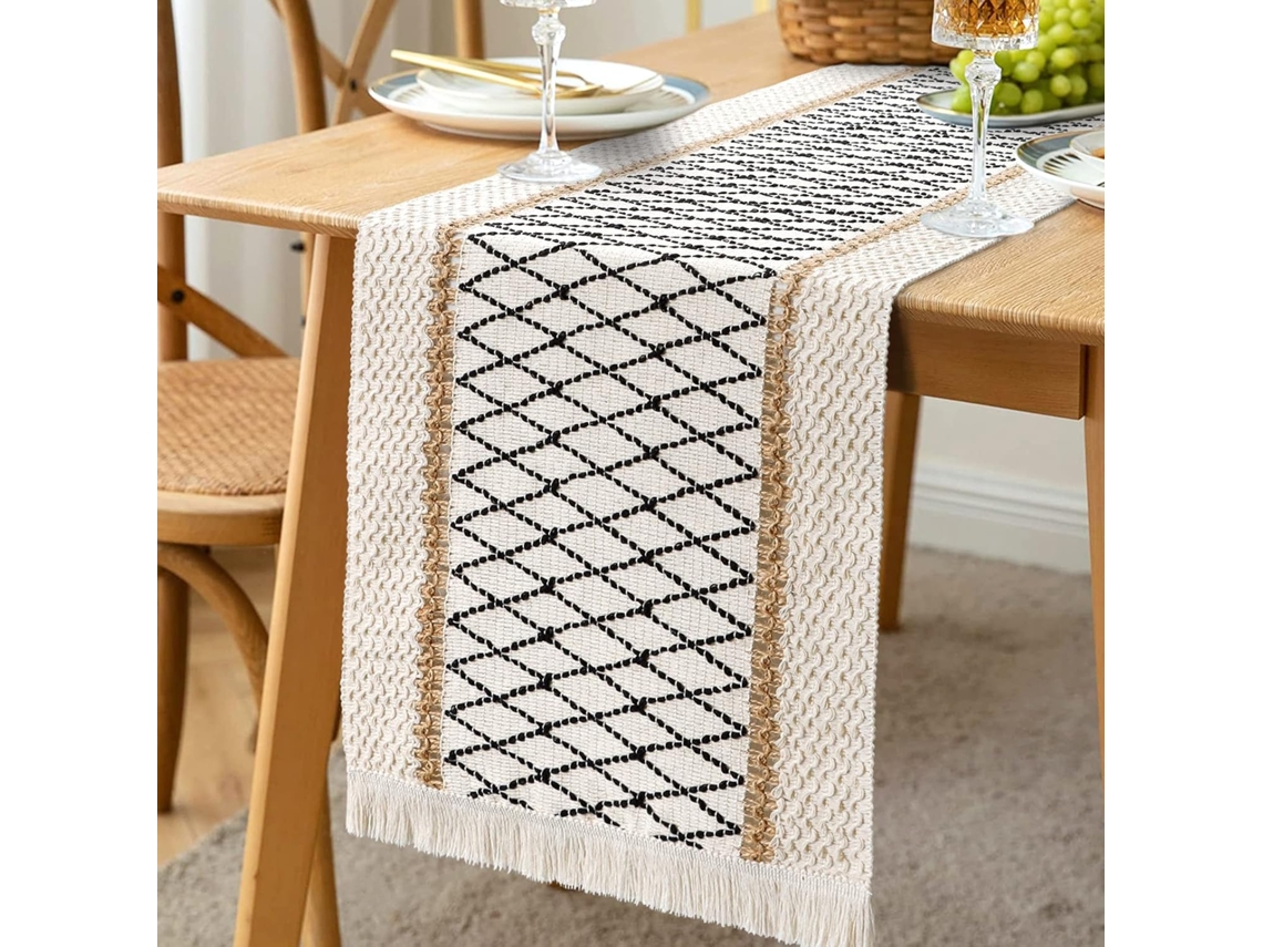 Lurelia Guardanapo Algodão Linho Renda Bege Natural 30 Cm Borlas Boêmio Natal Reutilizável