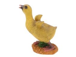 Estátua Patinho Resina Decoração Cinza