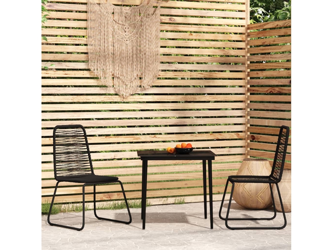 Vidaxl 3 Pcs Conjunto De Jantar Para Jardim Preto
