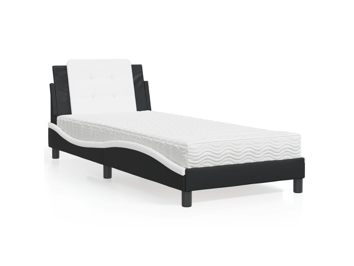 Vidaxl Estrutura De Cama Sem Colchão Zadar 90x190 Cm Couro Artificial Preto E Branco
