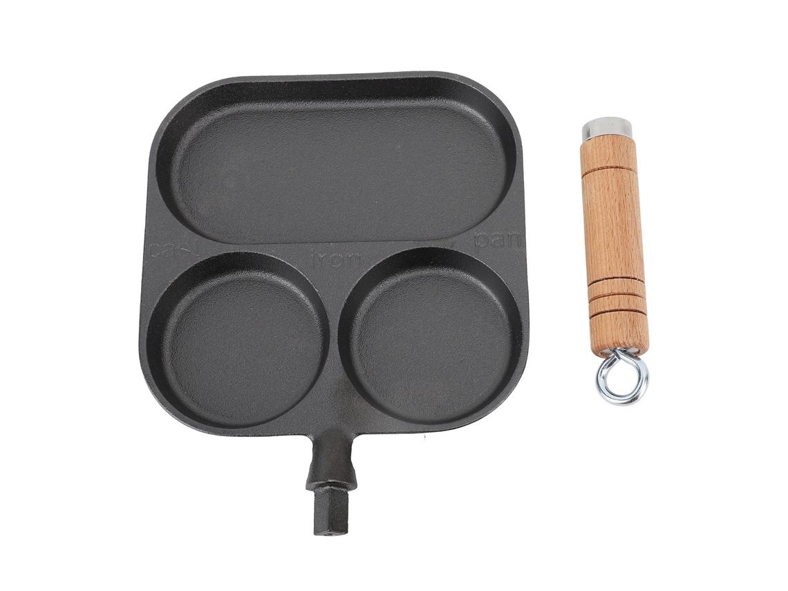 Frigideira Para Café Da Manhã Com 3 Seções, Frigideira Para Ovos, Sem Revestimento, Grelha Dividida, Frigideira Para Panquecas De Aquecimento Rápido E