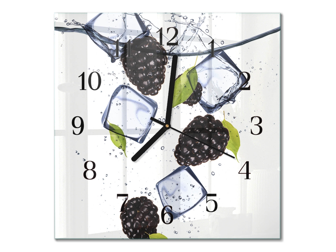 Relógio De Parede De Vidro Preto E Branco Espelharte (30x30 Cm)