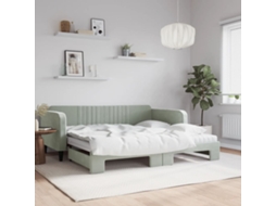 Vidaxl Sofá-cama C/ Gavetão E Colchões 100x200cm Veludo Cinzento-claro