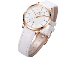 Lurelia Relógio Feminino, Modelo Ony-364, Movimento De Quartzo, Data/calendário, 33 Mm, 9 Polegadas, Aço Inoxidável, Couro, Resistente À Água, Branco