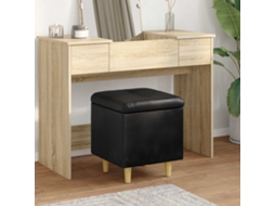 Vidaxl Otoman Com Armazenamento Preto 40 X 40 X 45 Cm Couro Sintético