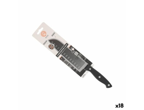 Faca De Cozinha Masterchef Preto Prateado 18 Cm (18 Unidades)