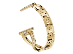 Bracelete de Metal X-Shape 20Mm Decoração de Strass para Garmin Forerunner 245 Ouro
