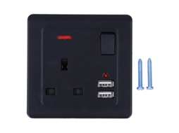 Tomada de Parede Multifuncional (com 2 Portas USB, Padrão Britânico 13a)