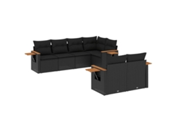 Conjunto de 7 Sofás para Jardim com Almofadões Vime Pe Preto MAISON EXCLUSIVE (7 pcs)