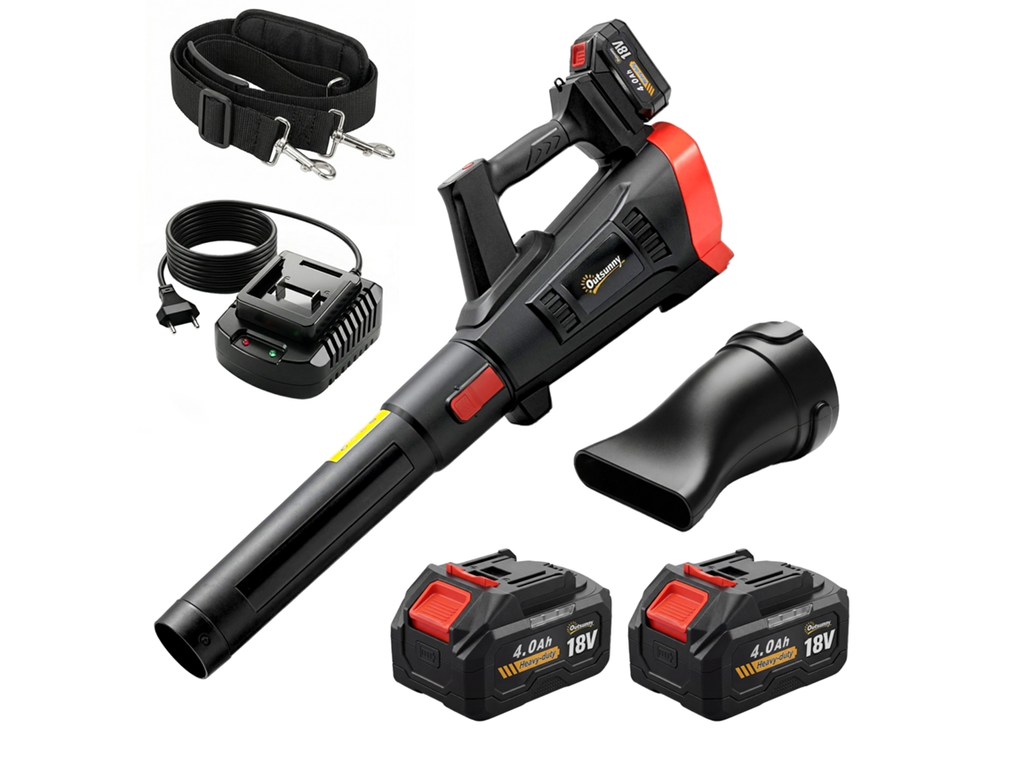 Soprador de Folhas Sem Fios 18v com 2 Baterias 4.0ah e Carregador Preto S/MARCA