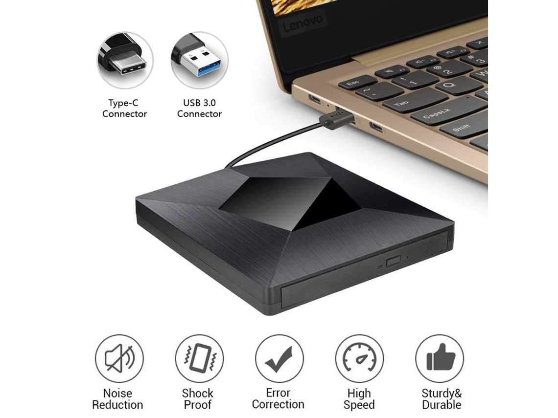 Gravador Externo de Dvd/cd e Leitor de Cartão Usb/usb c AQUAFORGE