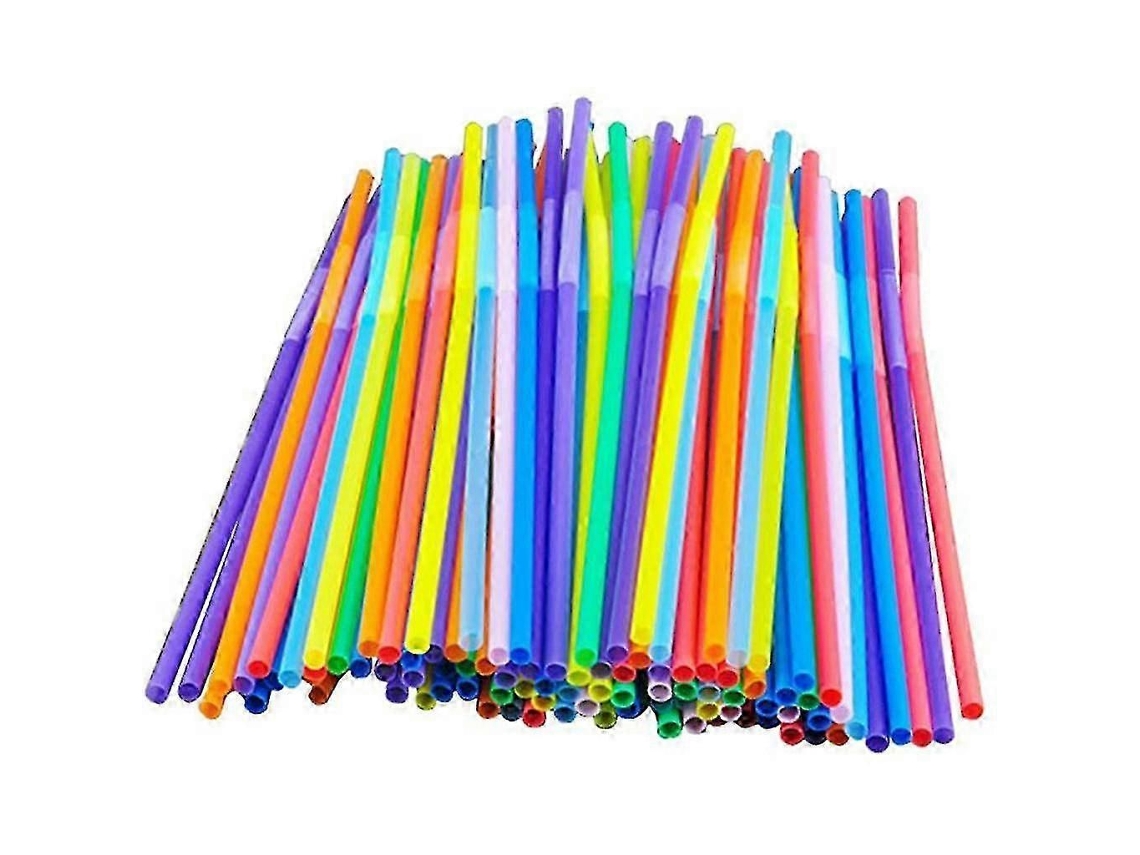 Palhinhas Plásticas Flexíveis 100pcs - Cores Sortidas Para Casa E Cafés