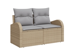 Conjunto 3 Conjunto De Sofás Para Exterior Vidaxl Bege Vime Pe (124 X 61,5 X 69 Cm)