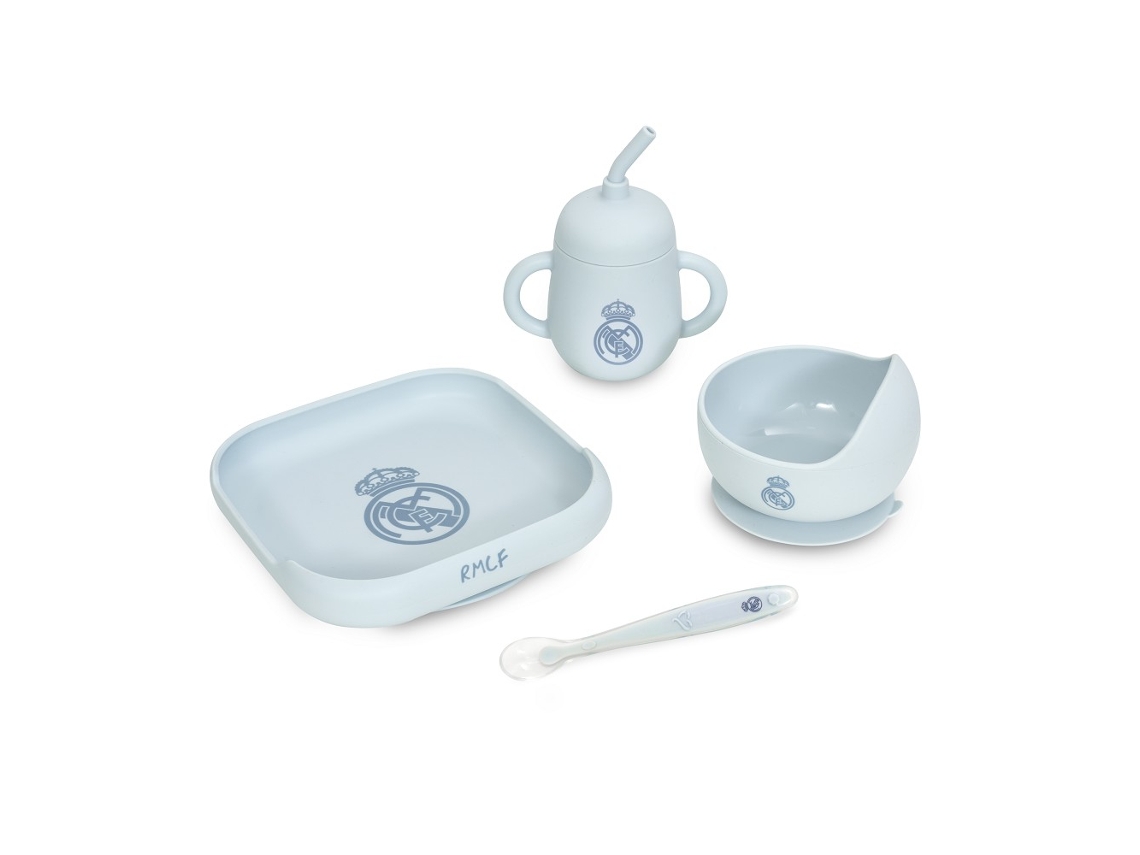 Conjunto Louça 4 Peças Em Silicone Real Madrid Azul