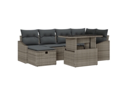 Conjunto 7 Conjunto De Móveis De Jardim Vidaxl Cinzento Vime Pe (100 X 55 X 73 Cm)